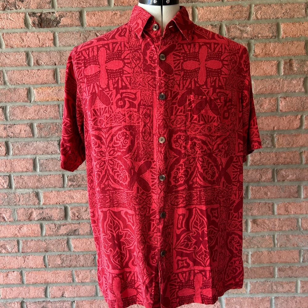 BOCA Men's Red Short-Sleeve Button-Up Shirt washable silk #122